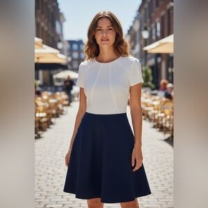Ted Baker Navy and White Skater Dress